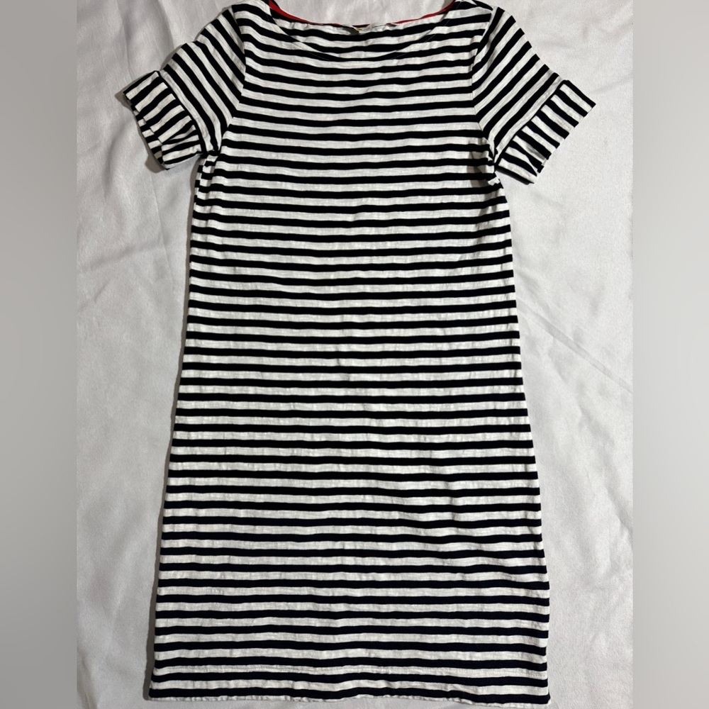 Boden Darcey Jersey Mini Cotton T-Shirt Dress Nautical Stripe Navy like new - Picture 4 of 7